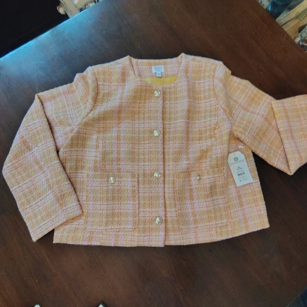 Pink and Cream Tweed Blazer NWT